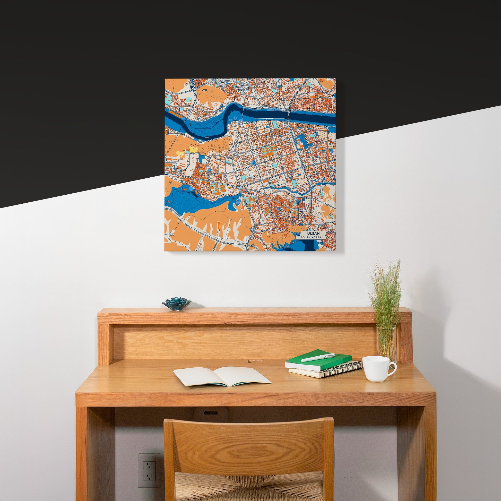 Ulsan South Korea Colorful City Map Canvas Print Scene