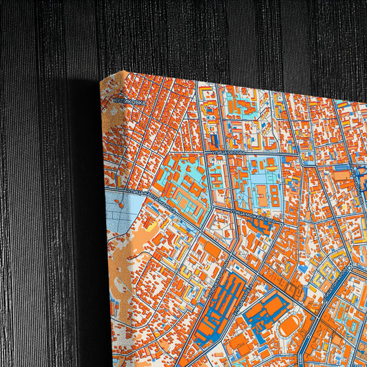Ульяновск Russia Colorful City Map Canvas Print Detail