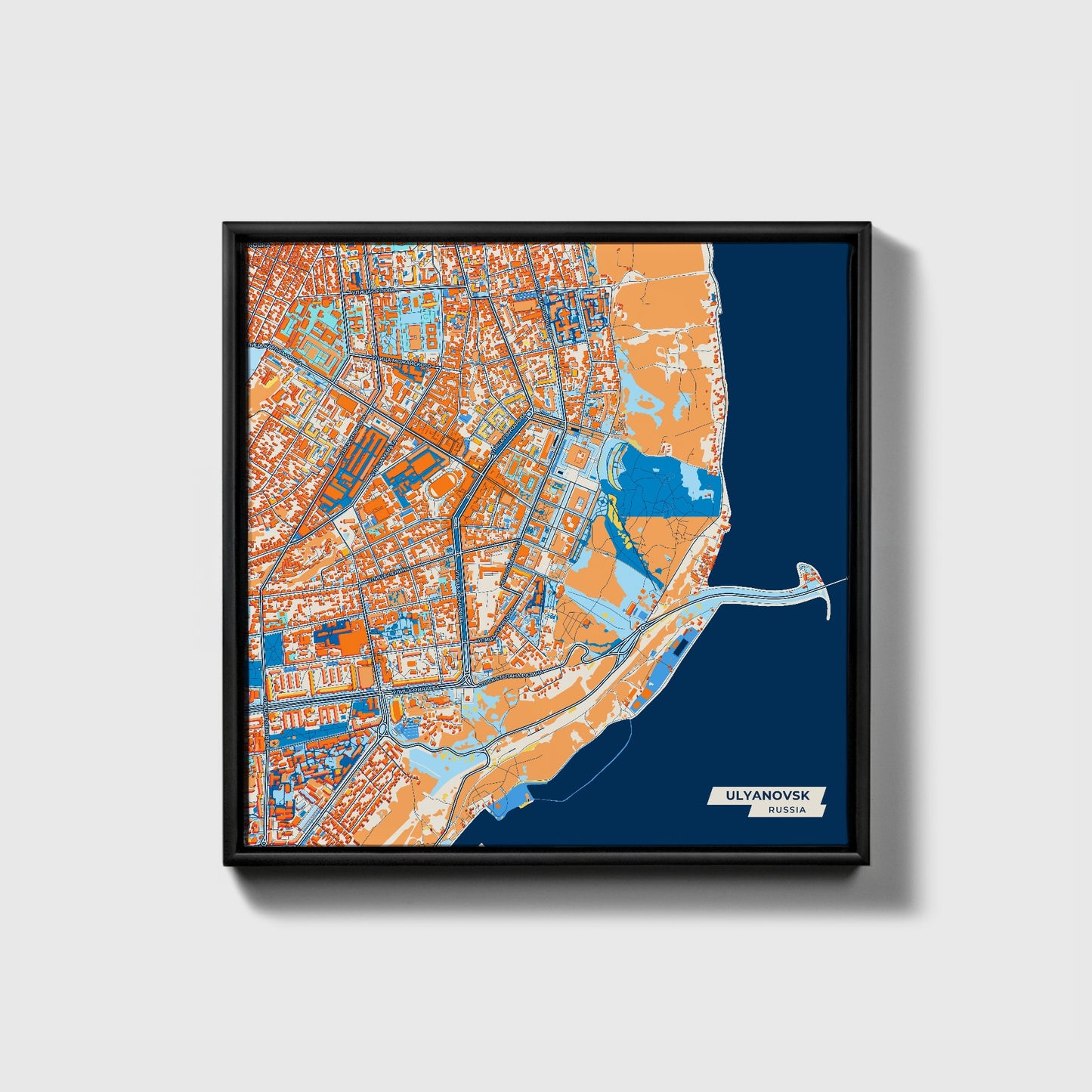 Ульяновск Russia Colorful City Map Canvas Print • Black Framed