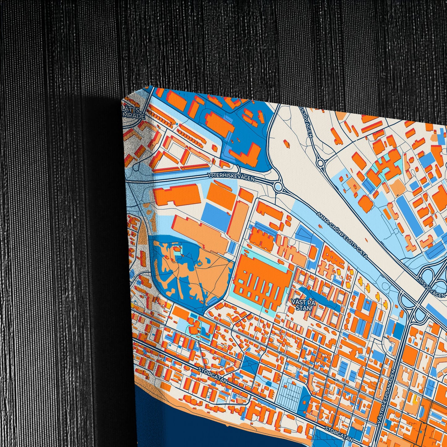 Umeå Sweden Colorful City Map Canvas Print Detail