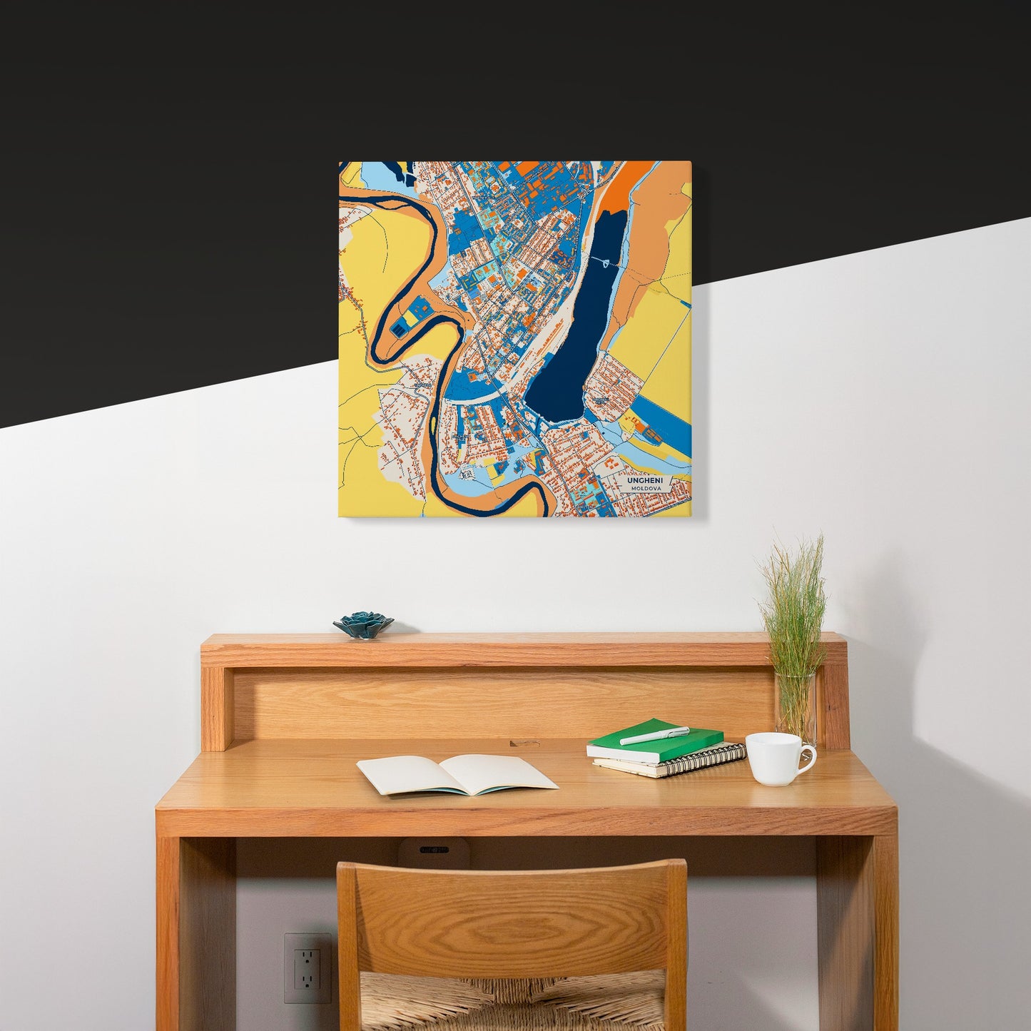 Ungheni Moldova Colorful City Map Canvas Print Scene