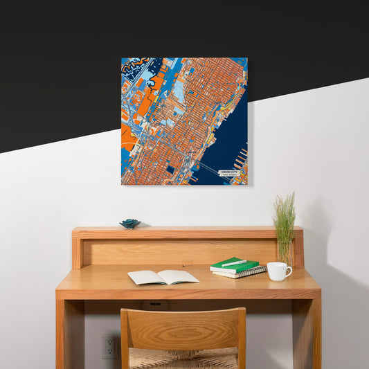 Union City New Jersey Colorful City Map Canvas Print Scene