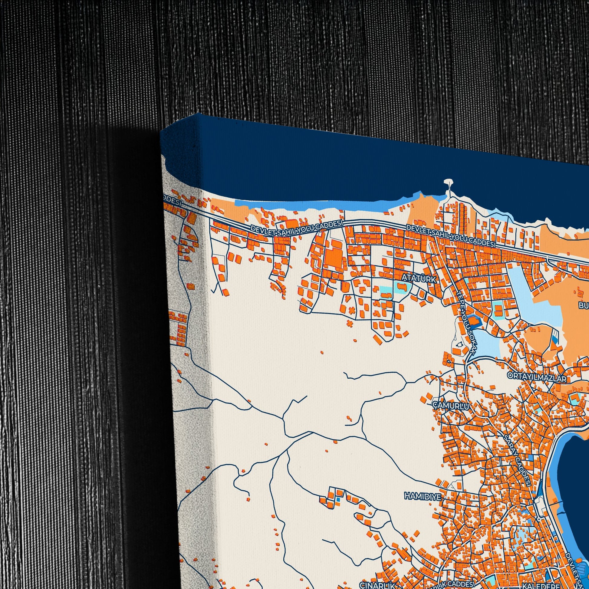 Ünye Turkey Colorful City Map Canvas Print Detail