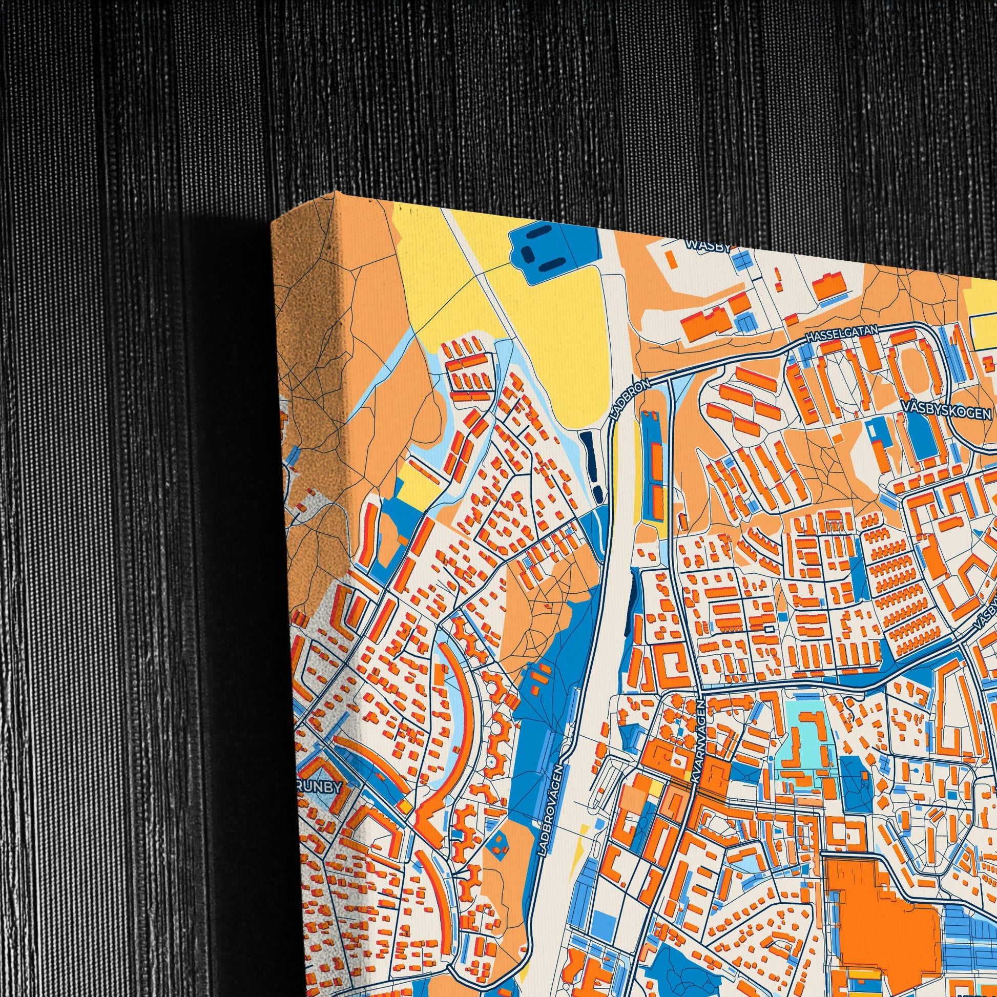 Uppföller Väsby Sweden Colorful City Map Canvas Print Detail