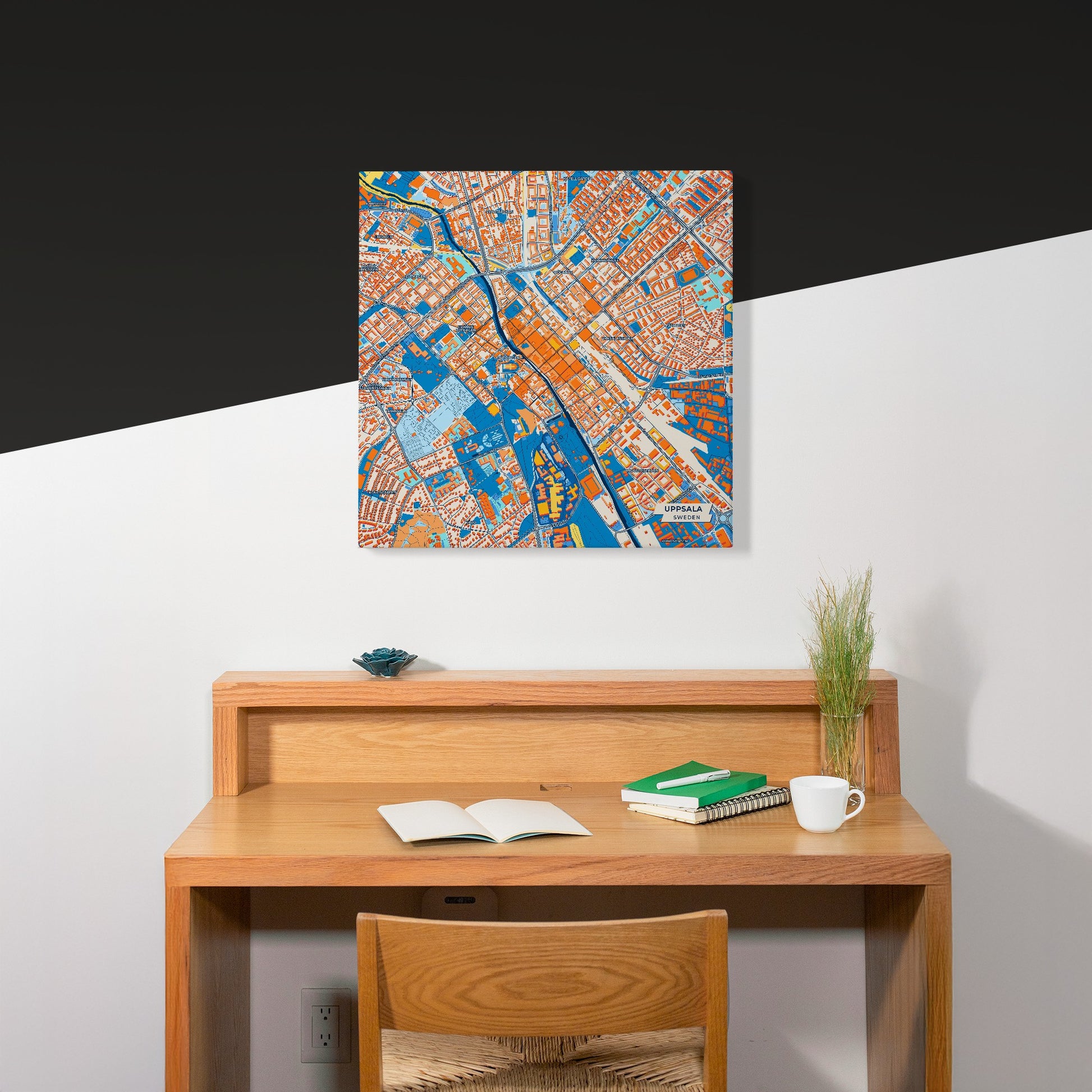 Uppsala Sweden Colorful City Map Canvas Print Scene