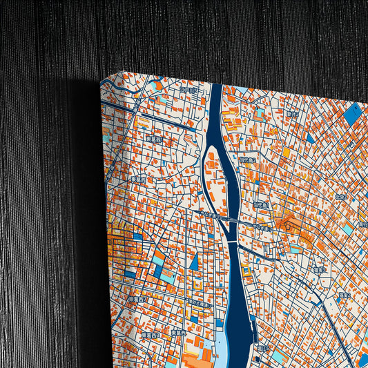 Urayasu Japan Colorful City Map Canvas Print Detail