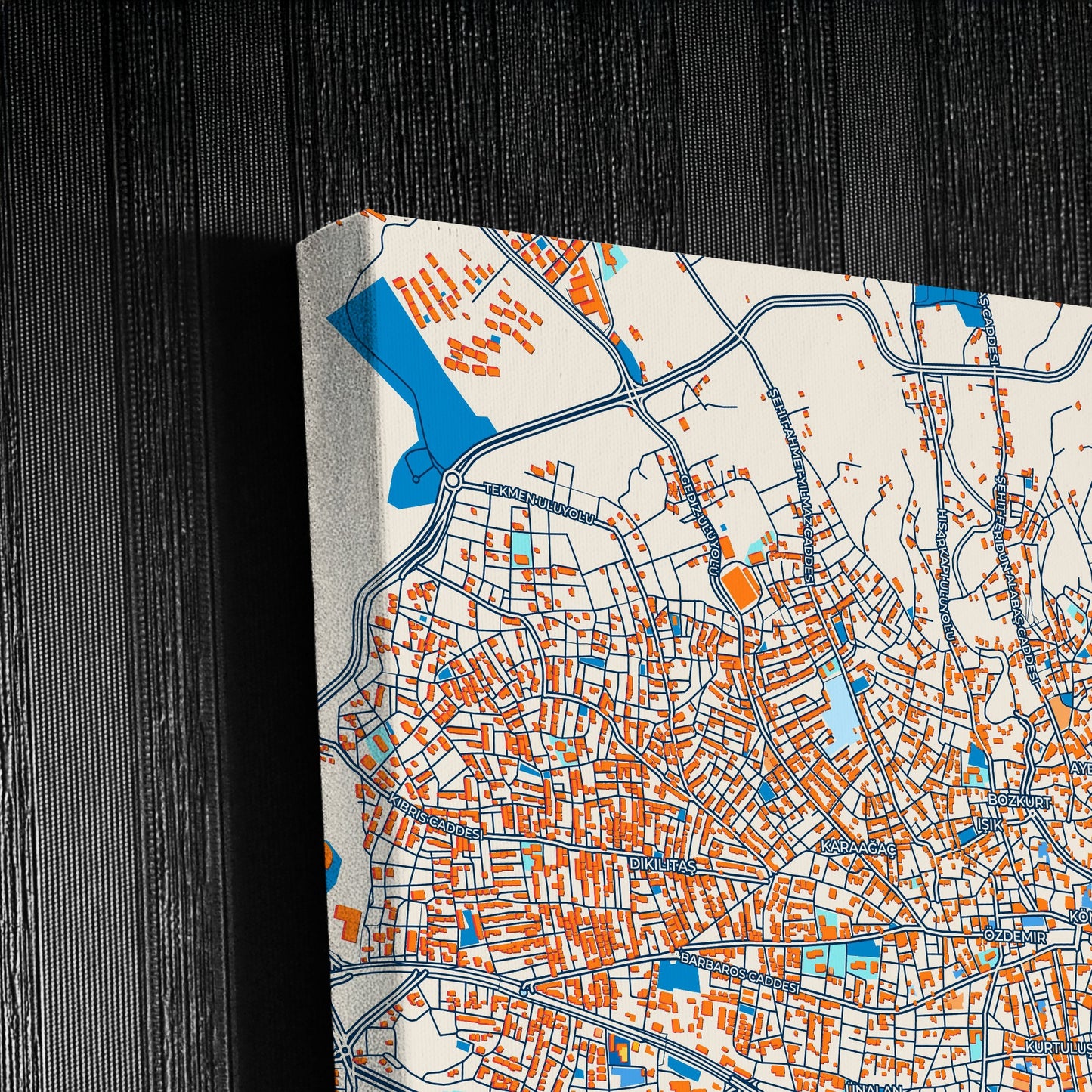 Uşak Turkey Colorful City Map Canvas Print Detail
