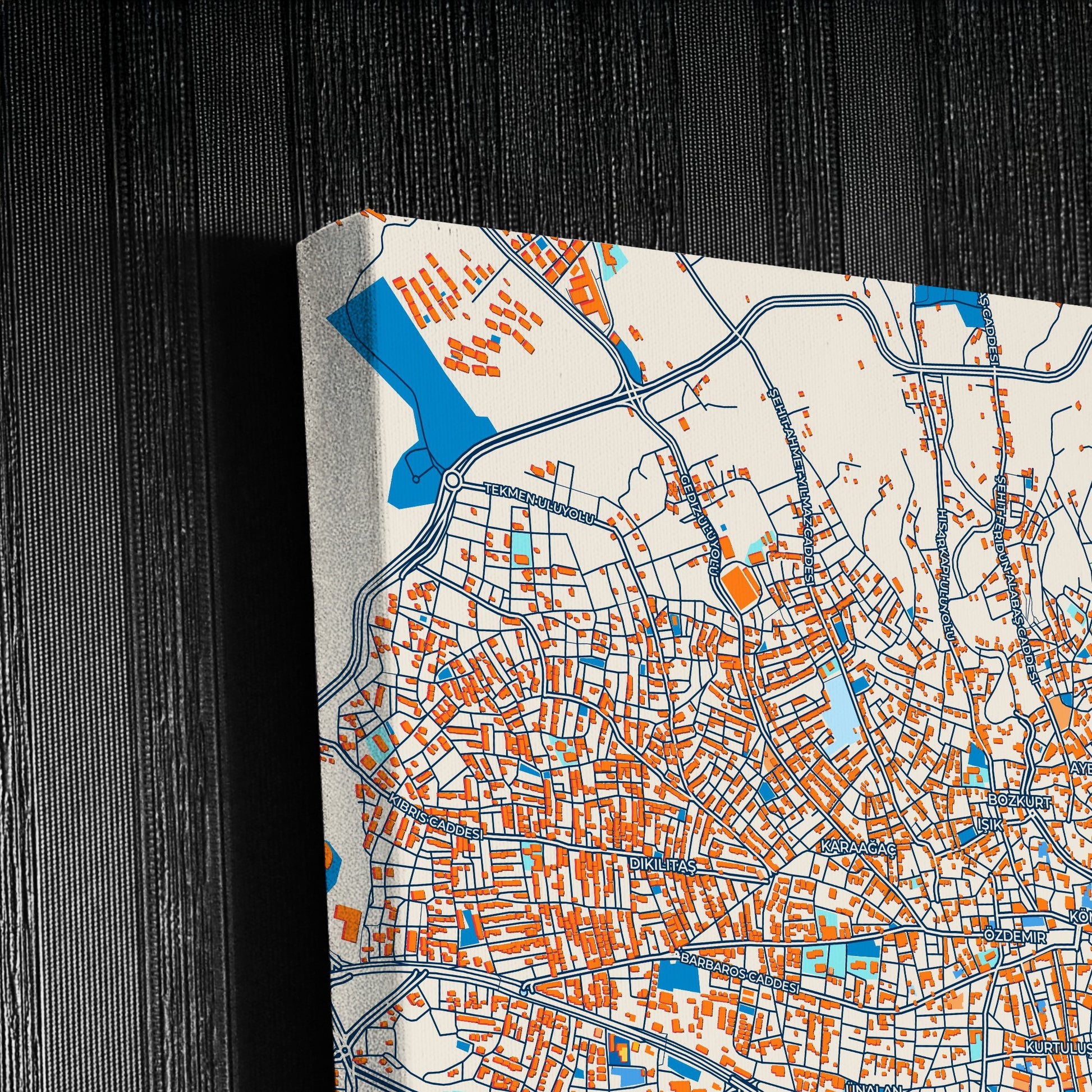 Uşak Turkey Colorful City Map Canvas Print Detail