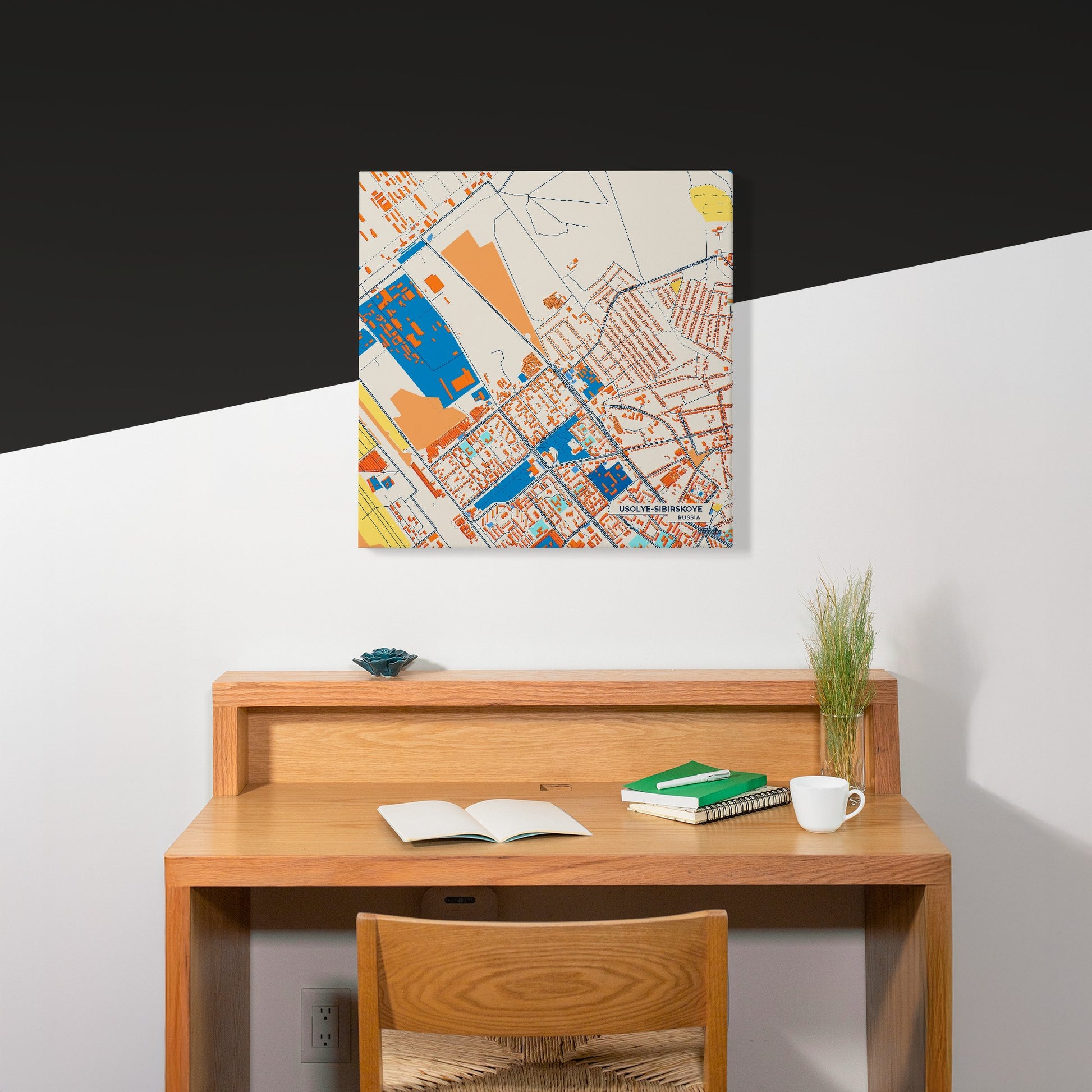 Усолье-Сибирское Russia Colorful City Map Canvas Print Scene