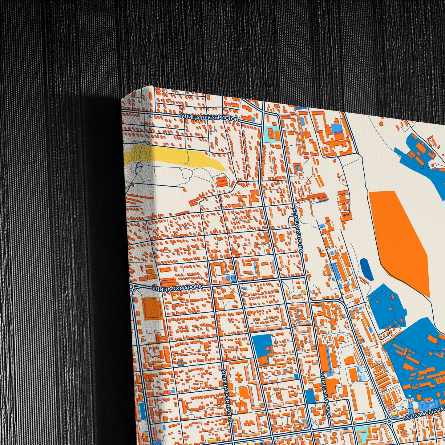 Уссурийске Russia Colorful City Map Canvas Print Detail