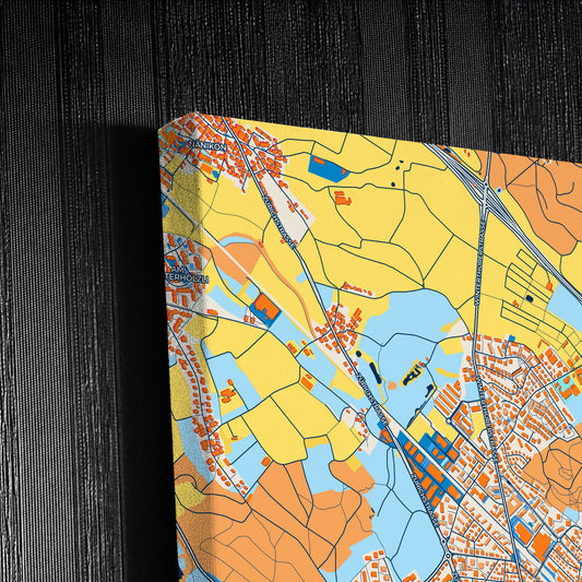 Uster Switzerland Colorful City Map Canvas Print Detail