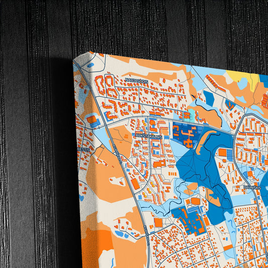 Utena Lithuania Colorful City Map Canvas Print Detail