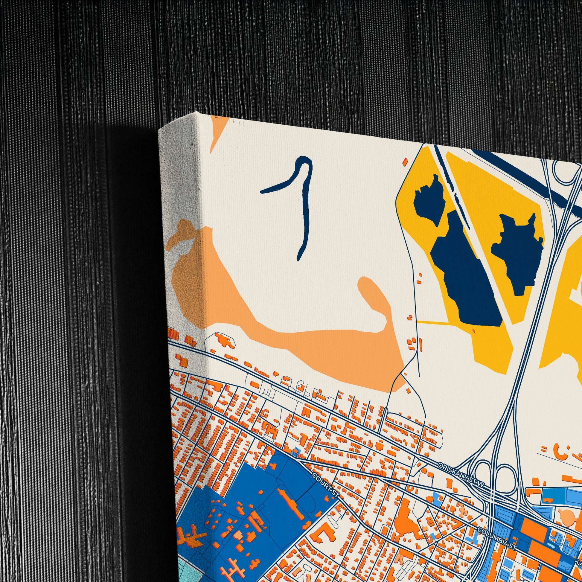 Utica New York Colorful City Map Canvas Print Detail