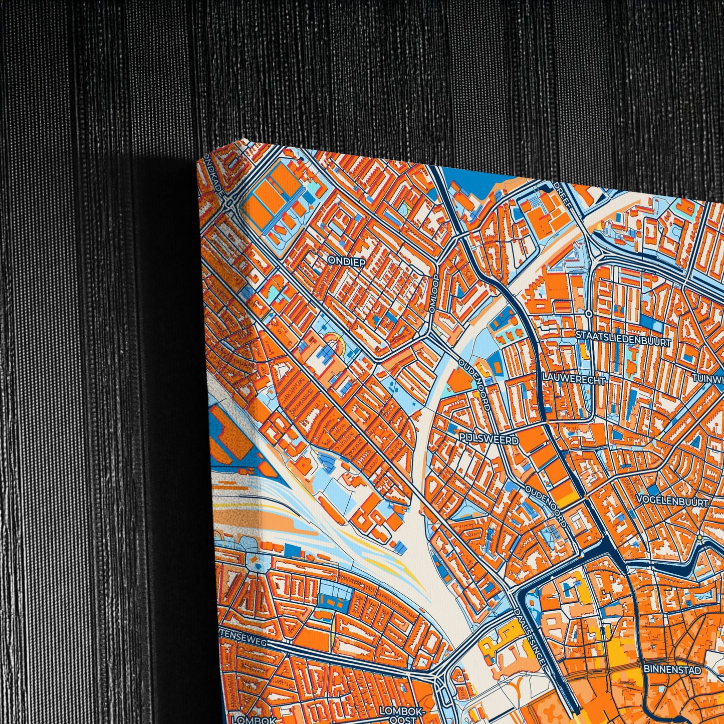 Utrecht Netherlands Colorful City Map Canvas Print Detail