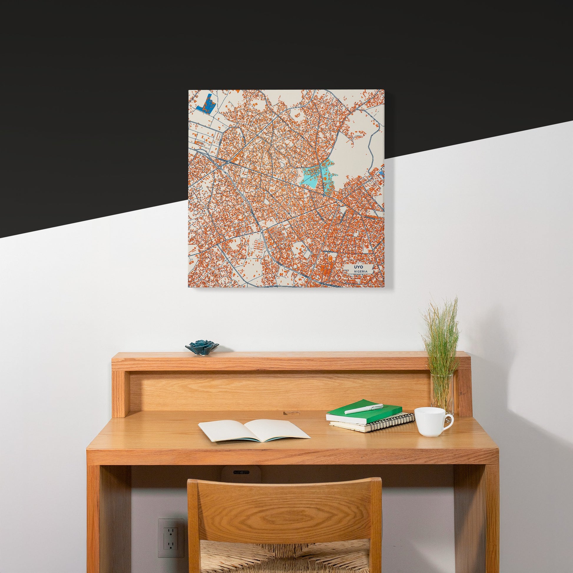 Uyo Nigeria Colorful City Map Canvas Print Scene