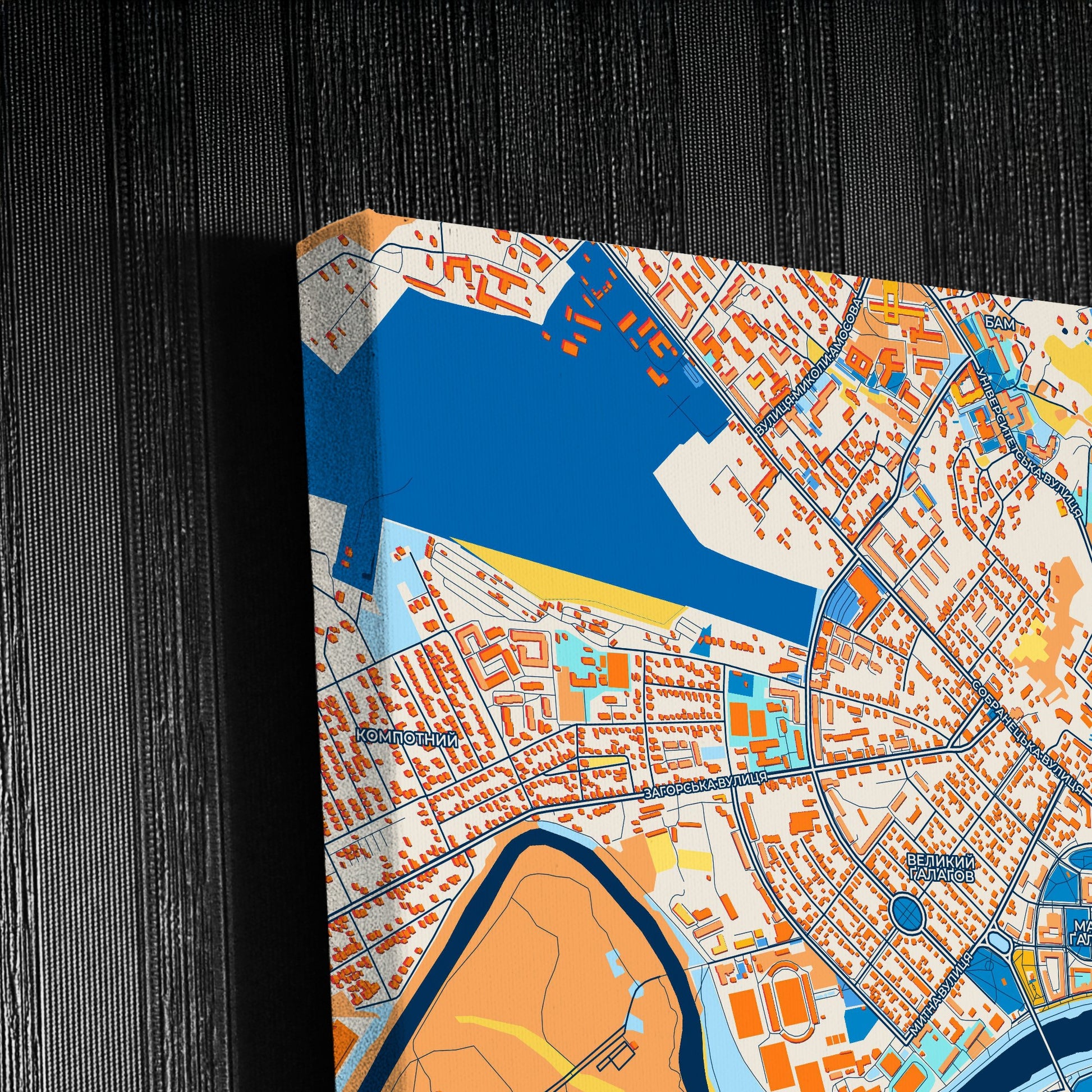 Ужород Ukraine Colorful City Map Canvas Print Detail