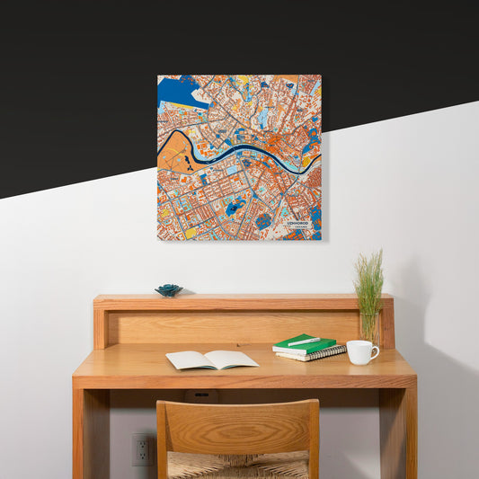 Ужород Ukraine Colorful City Map Canvas Print Scene