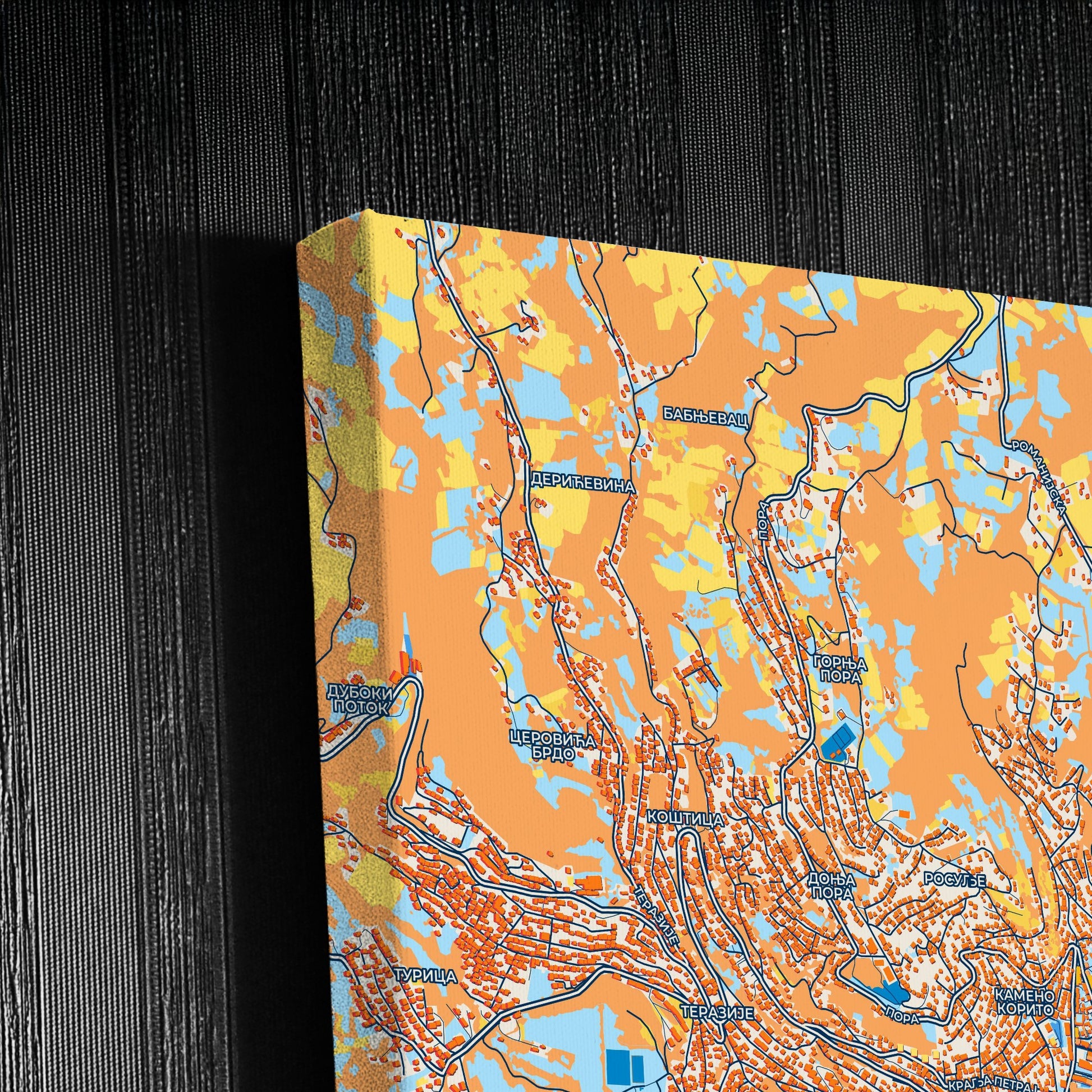 Ужице Serbia Colorful City Map Canvas Print Detail