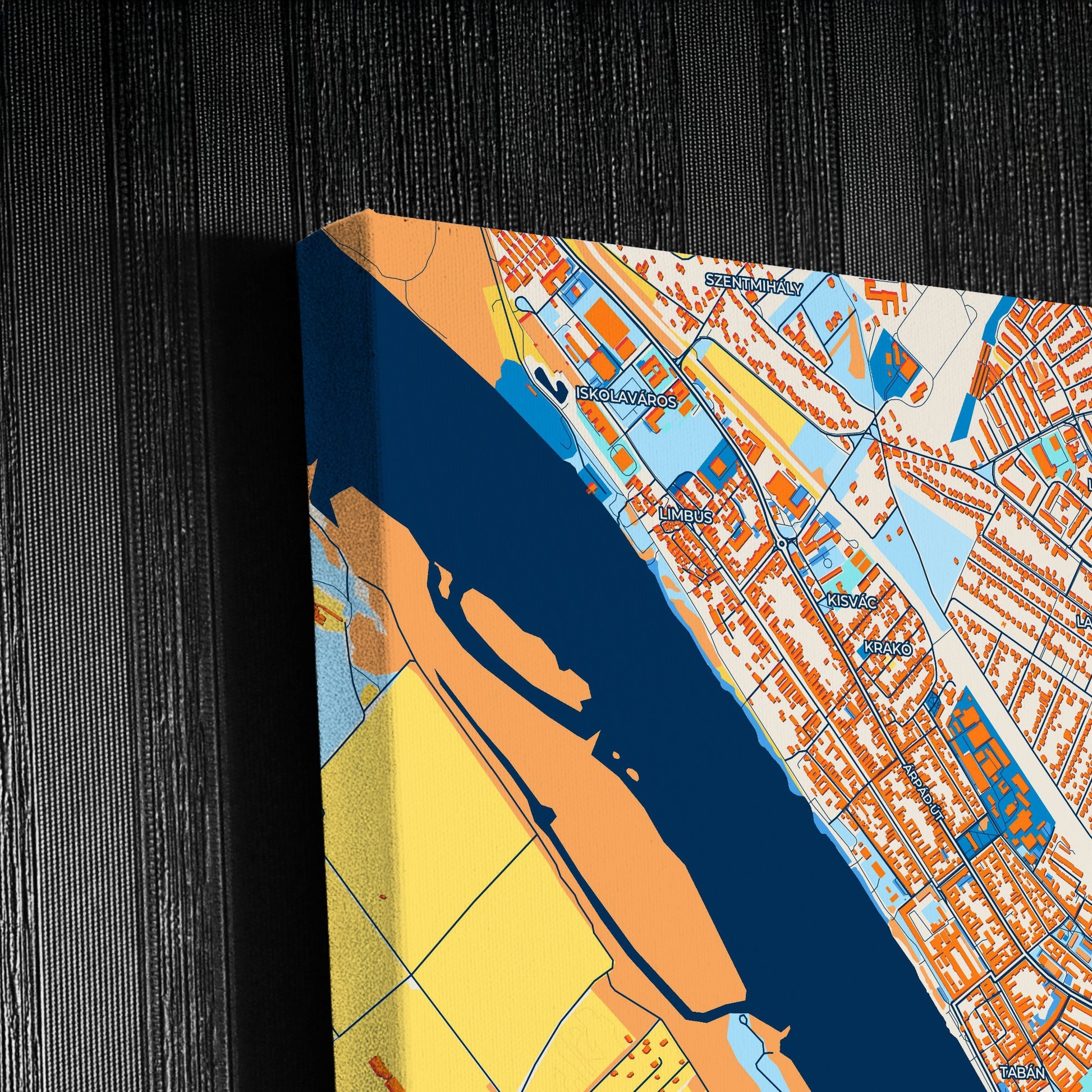 Vakáció Hungary Colorful City Map Canvas Print Detail