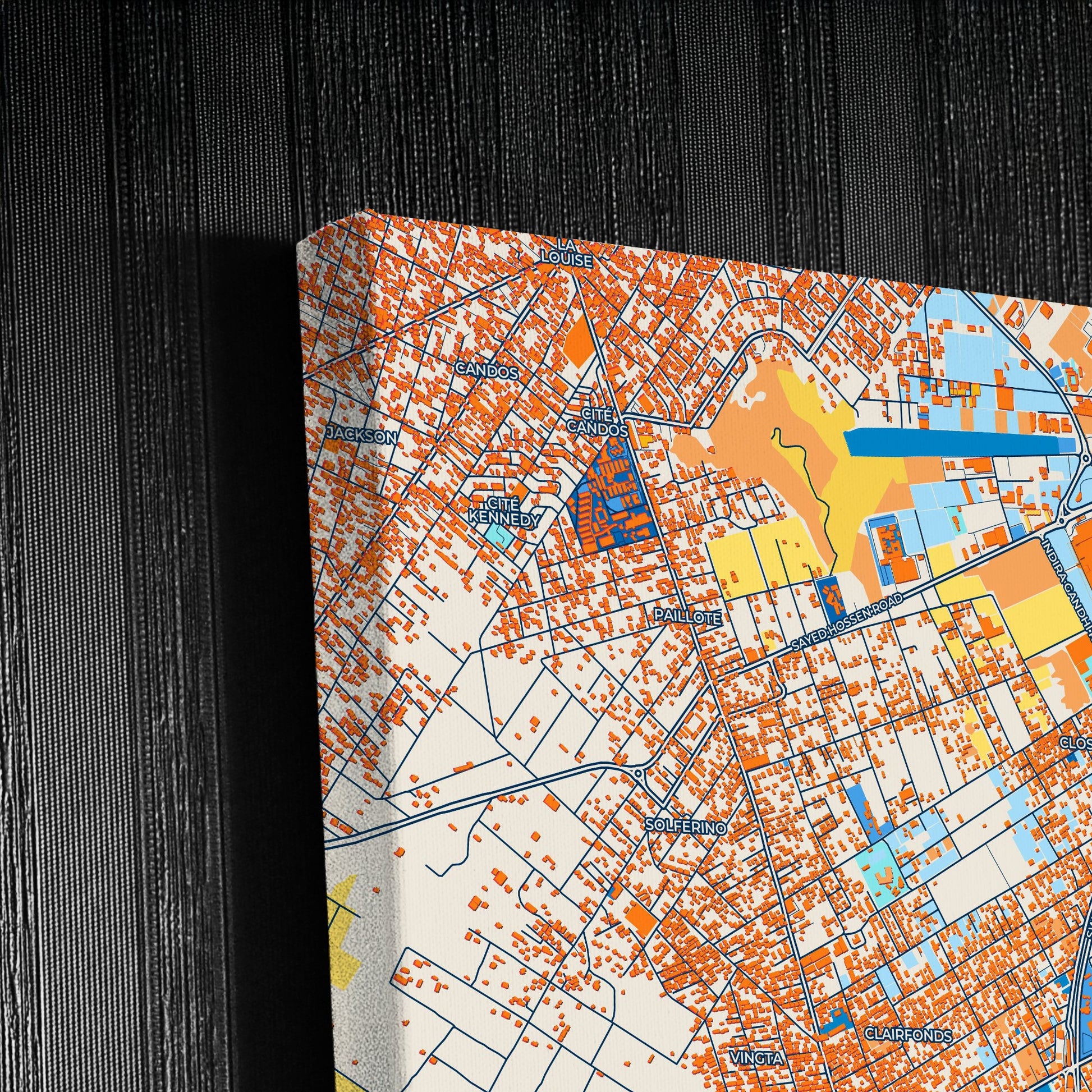 Vacoas Mauritius Colorful City Map Canvas Print Detail