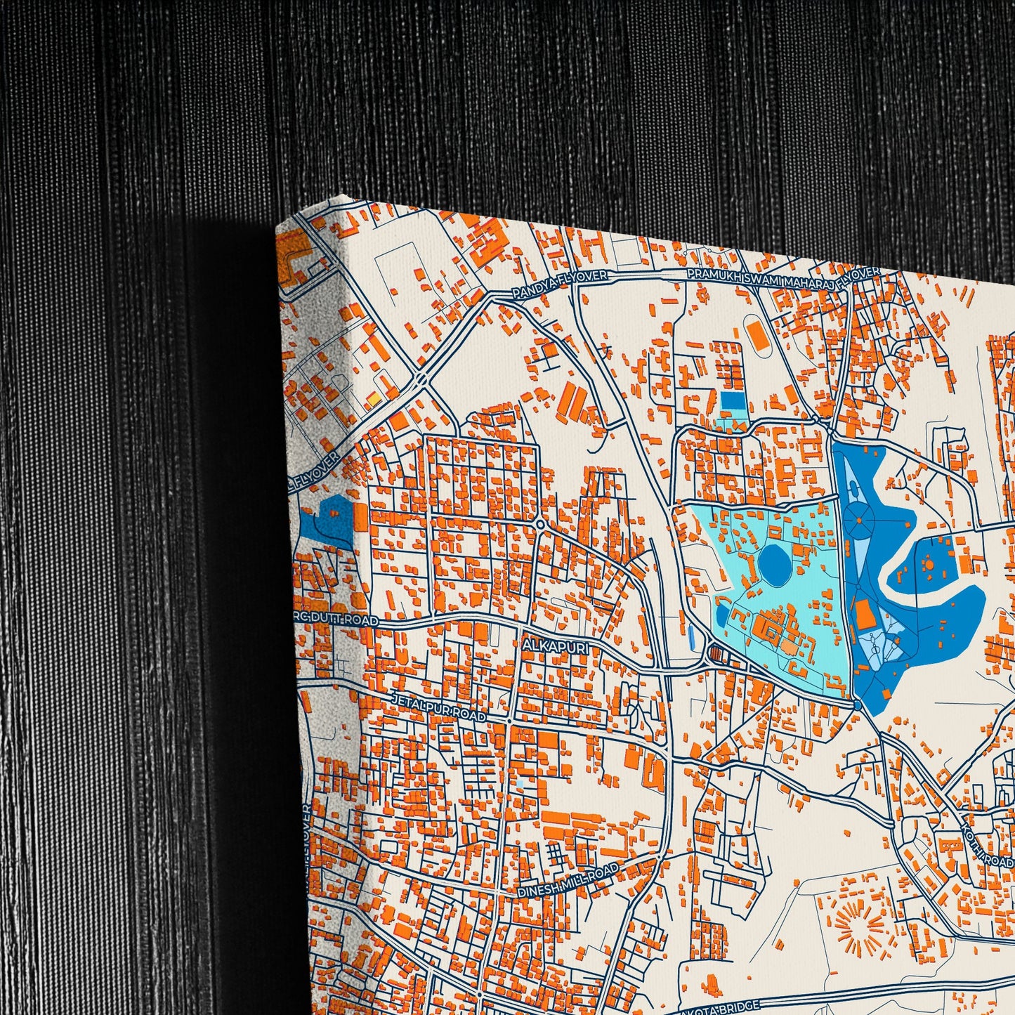 Vadodara India Colorful City Map Canvas Print Detail
