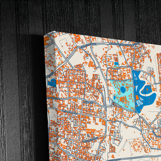 Vadodara India Colorful City Map Canvas Print Detail