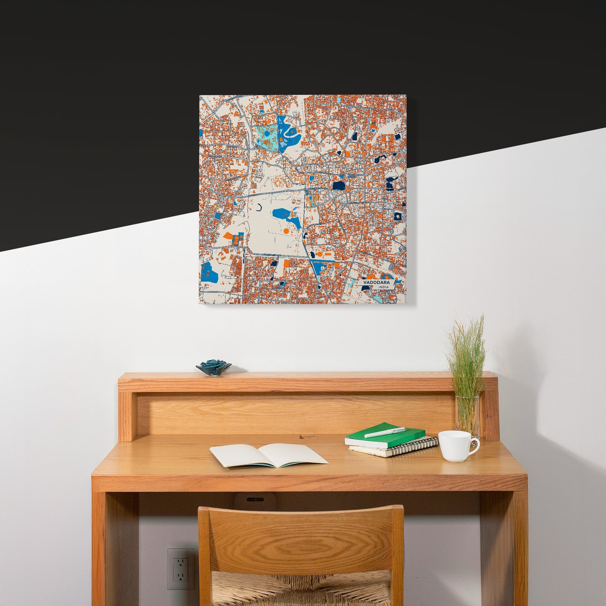 Vadodara India Colorful City Map Canvas Print Scene