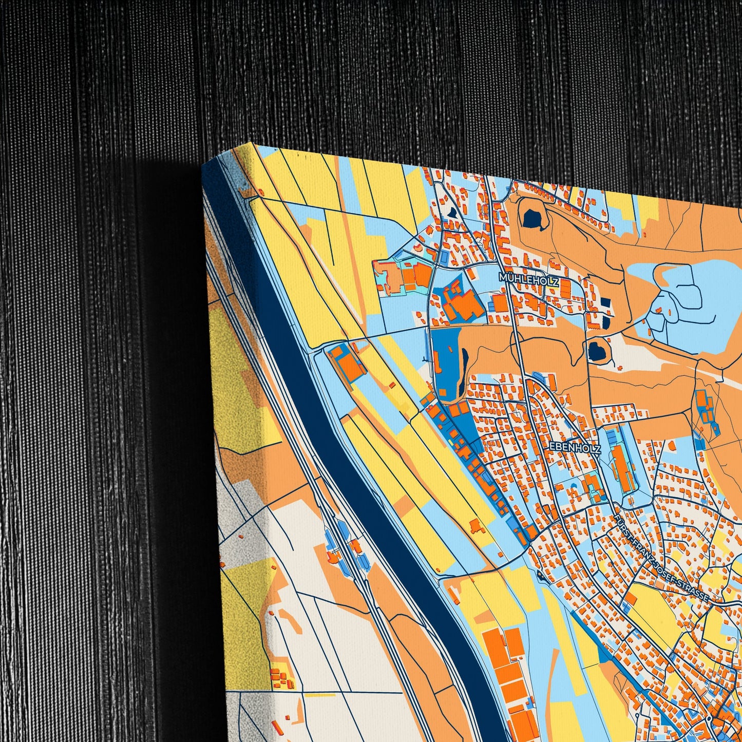 Vaduz Liechtenstein Colorful City Map Canvas Print Detail