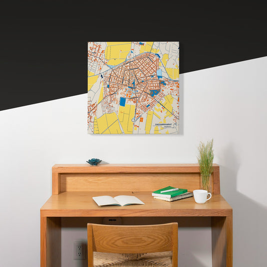 Vagharshapat Armenia Colorful City Map Canvas Print Scene