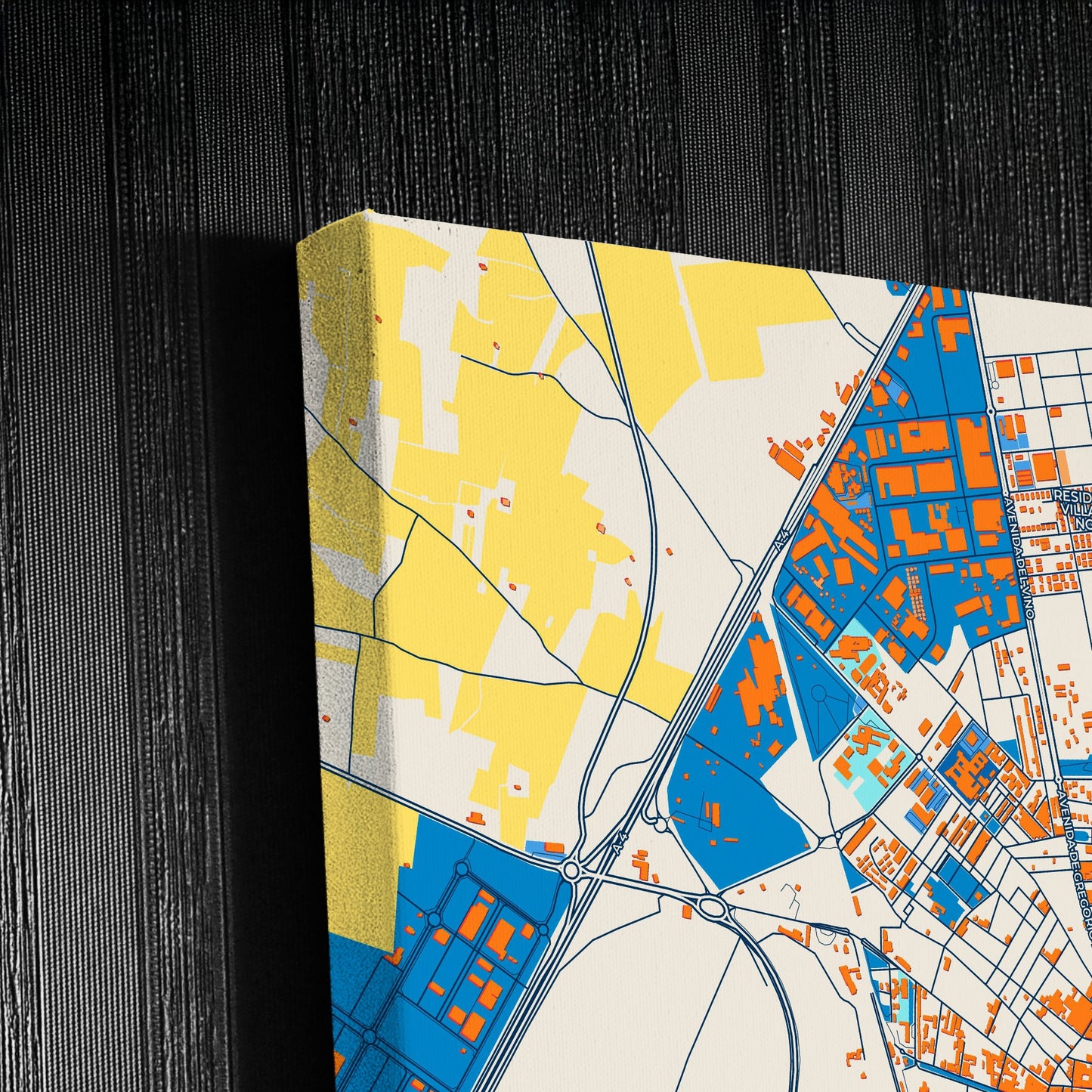 Valdepeñas Spain Colorful City Map Canvas Print Detail