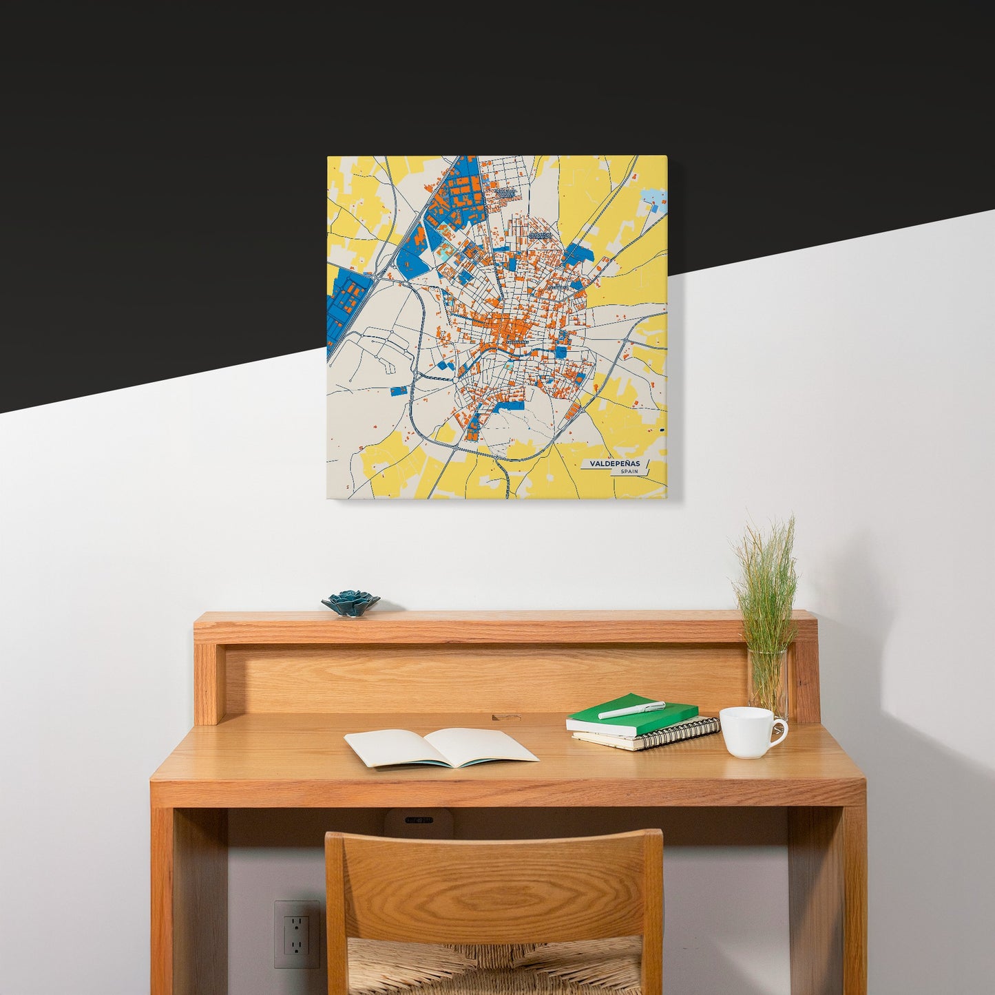 Valdepeñas Spain Colorful City Map Canvas Print Scene