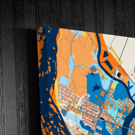 Valdivia Chile Colorful City Map Canvas Print Detail