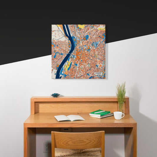 Valence France Colorful City Map Canvas Print Scene