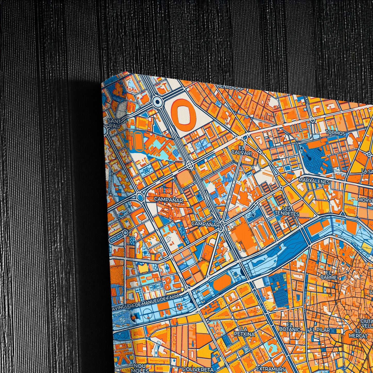 Valencia Spain Colorful City Map Canvas Print Detail