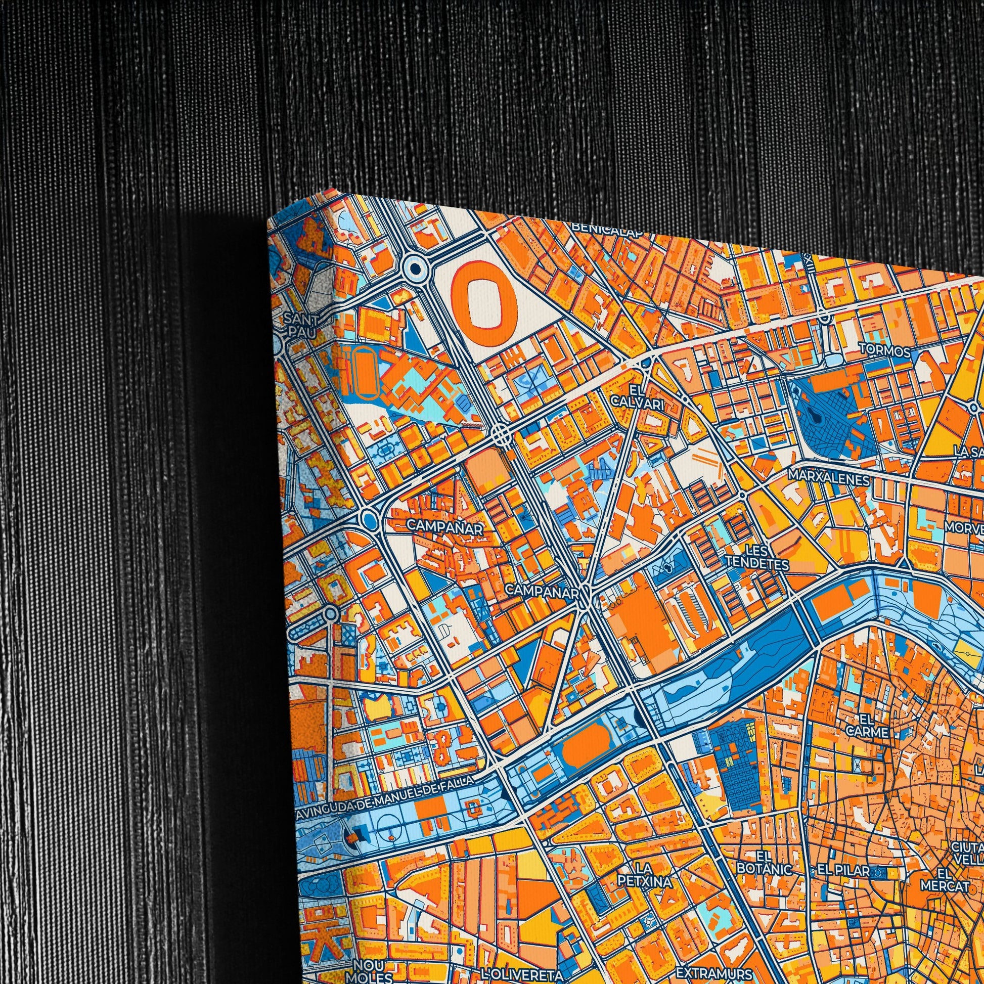 Valencia Spain Colorful City Map Canvas Print Detail