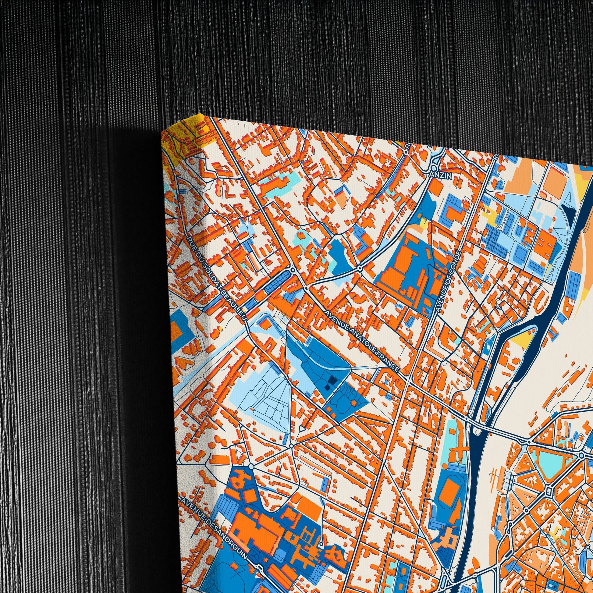 Valenciennes France Colorful City Map Canvas Print Detail