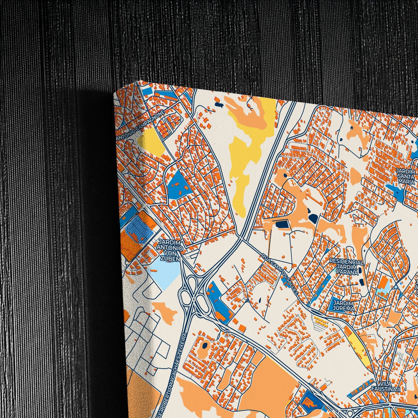 Valinhos Brazil Colorful City Map Canvas Print Detail