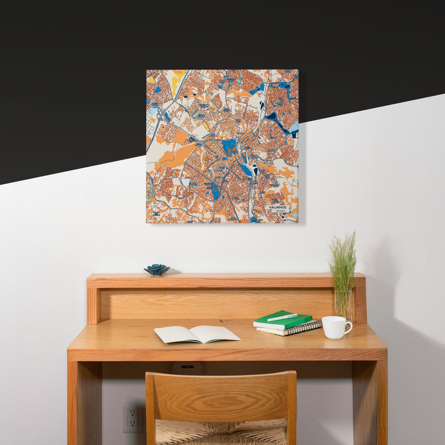 Valinhos Brazil Colorful City Map Canvas Print Scene