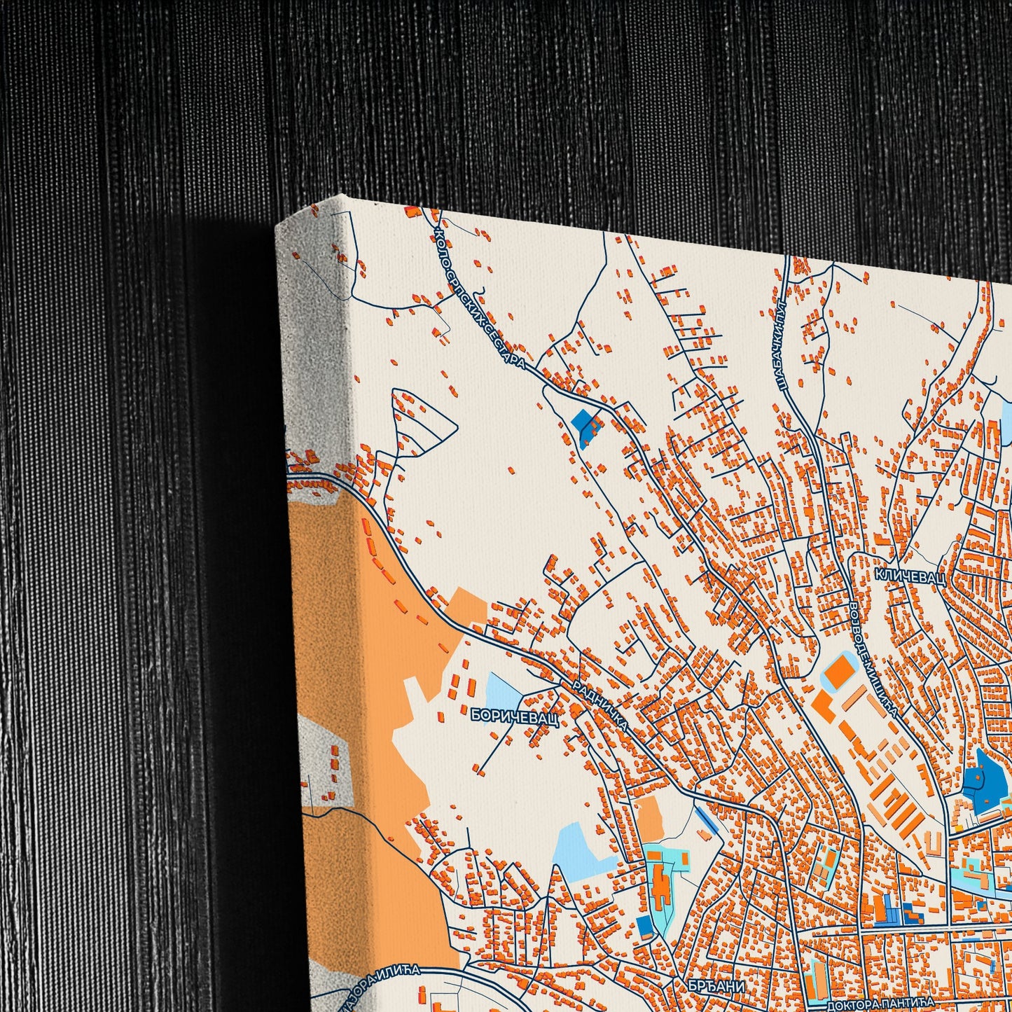 Ваљево Serbia Colorful City Map Canvas Print Detail