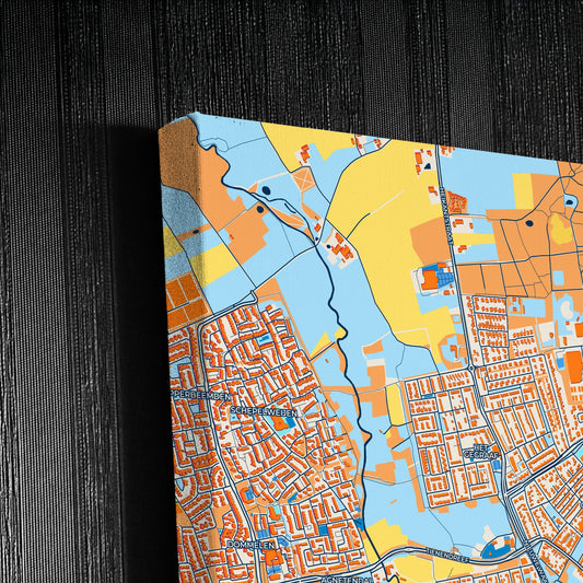 Valkenswaard Netherlands Colorful City Map Canvas Print Detail