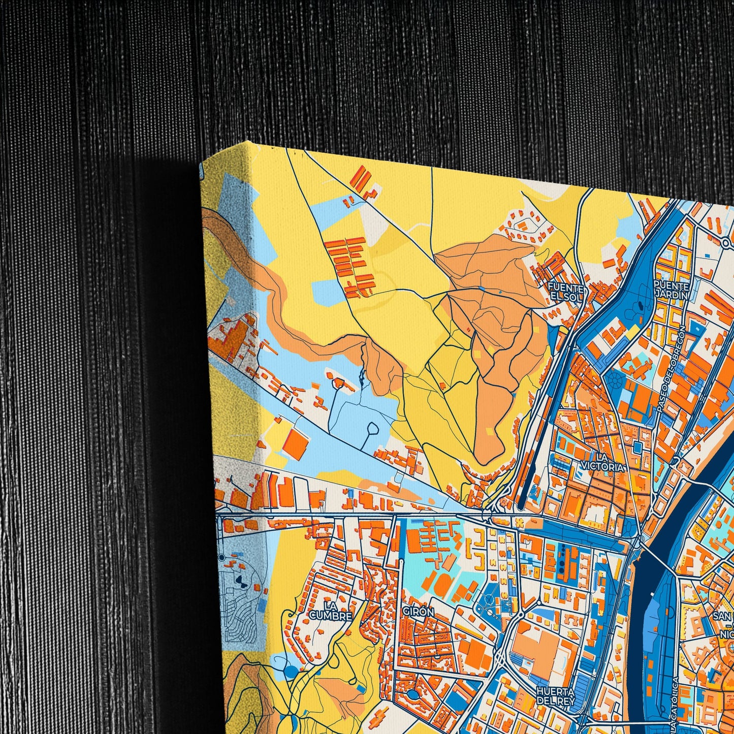 Valladolid Spain Colorful City Map Canvas Print Detail