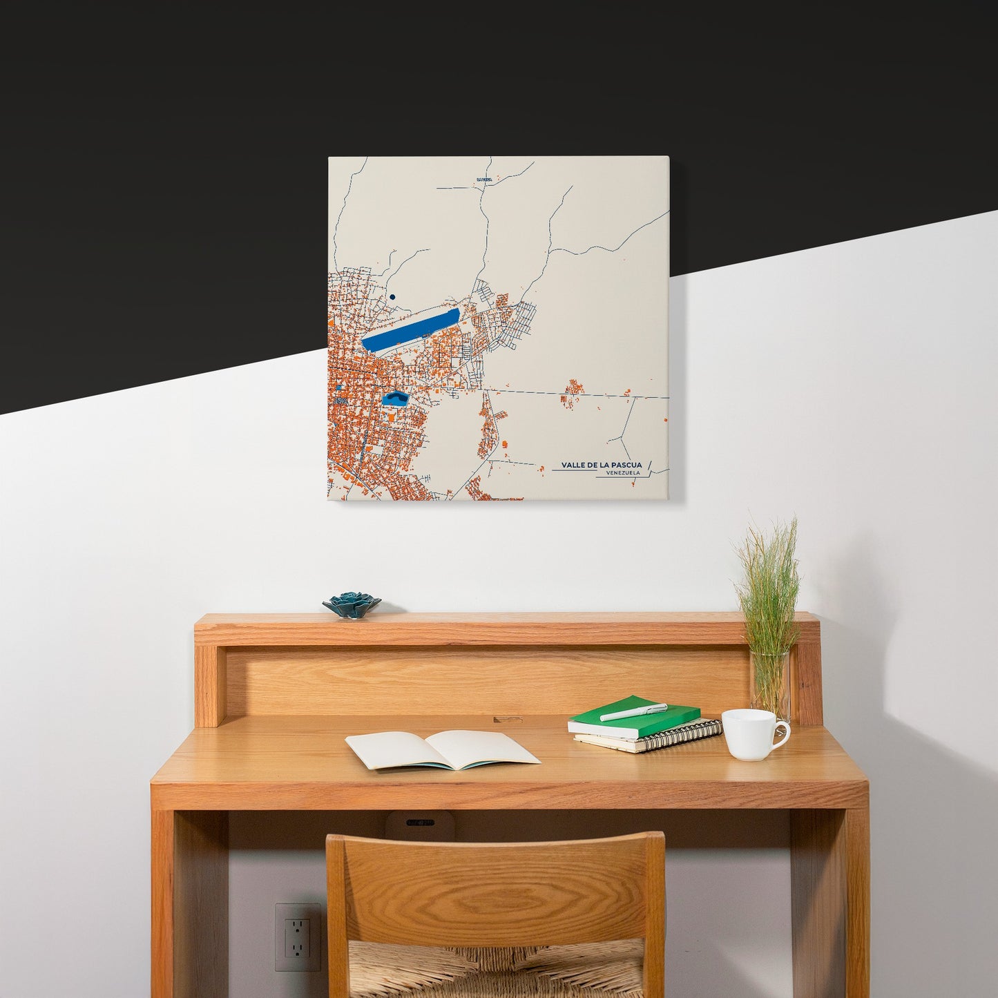 Valle De La Pascua Venezuela Colorful City Map Canvas Print Scene