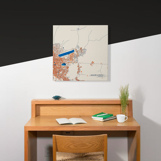Valle De La Pascua Venezuela Colorful City Map Canvas Print Scene