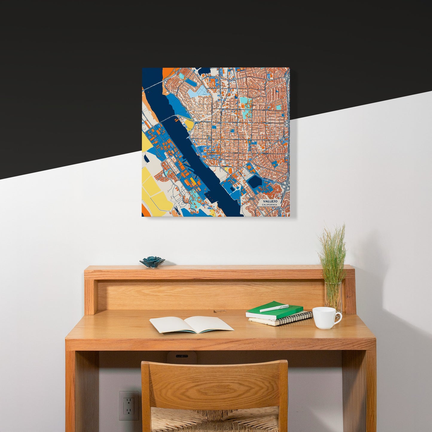 Vallejo California Colorful City Map Canvas Print Scene