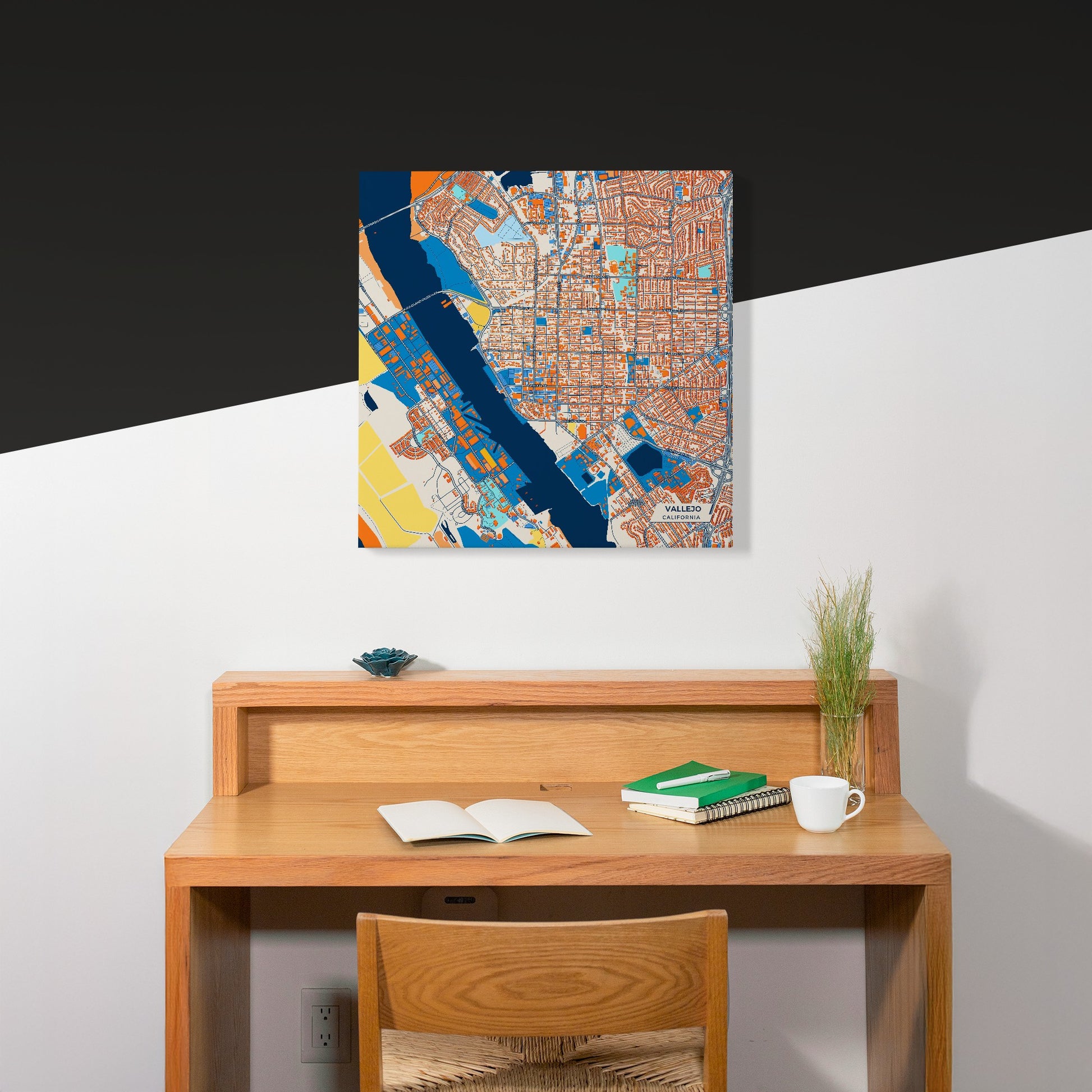 Vallejo California Colorful City Map Canvas Print Scene