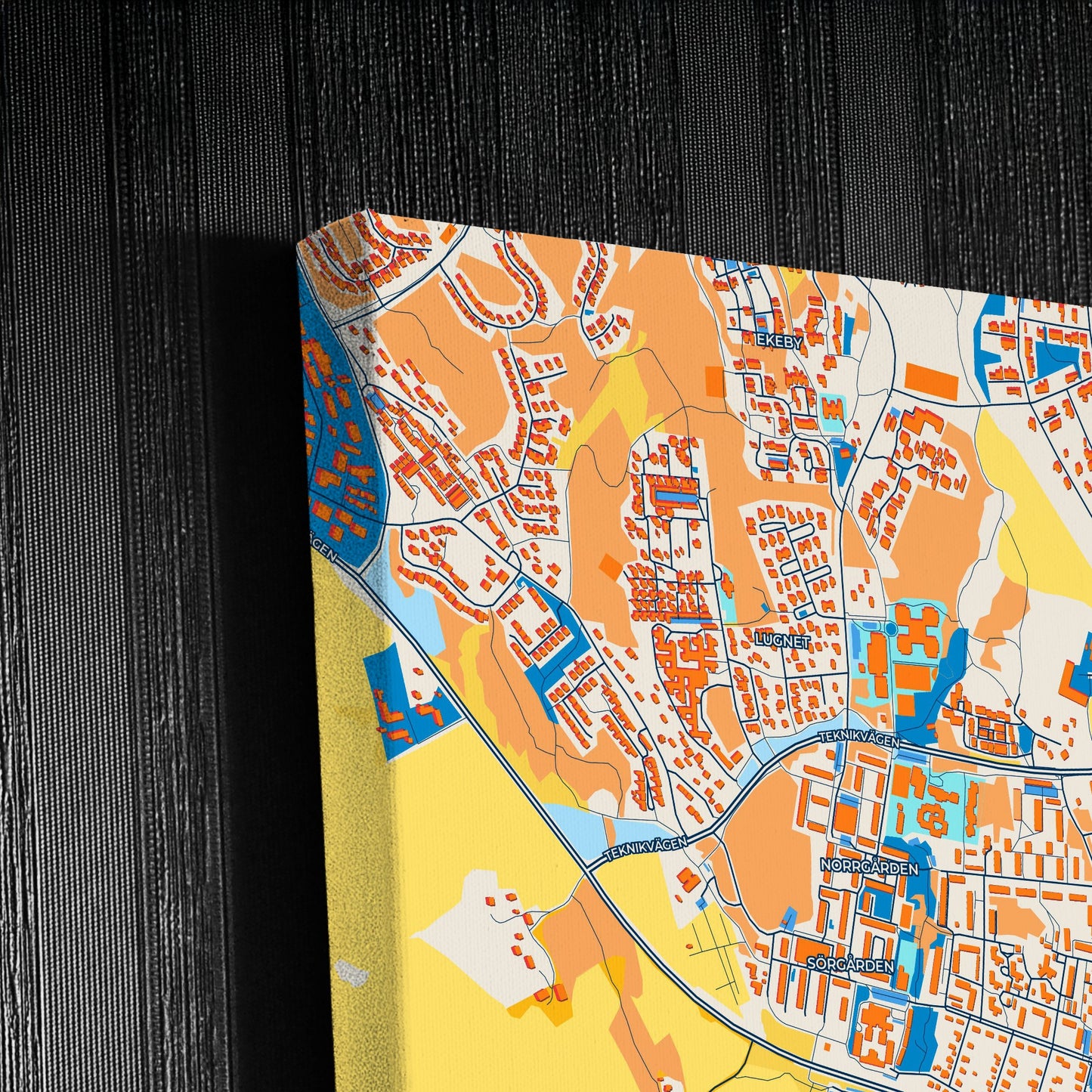 Vallentuna Sweden Colorful City Map Canvas Print Detail