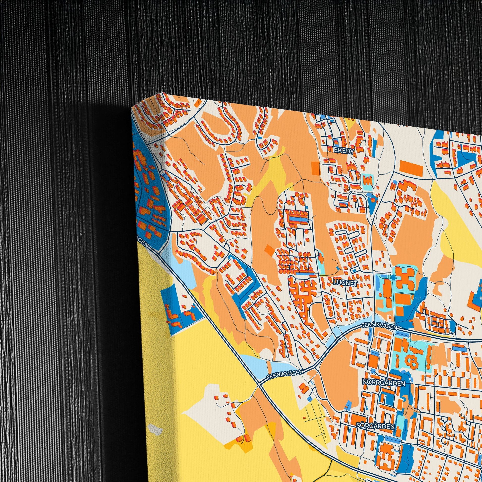 Vallentuna Sweden Colorful City Map Canvas Print Detail