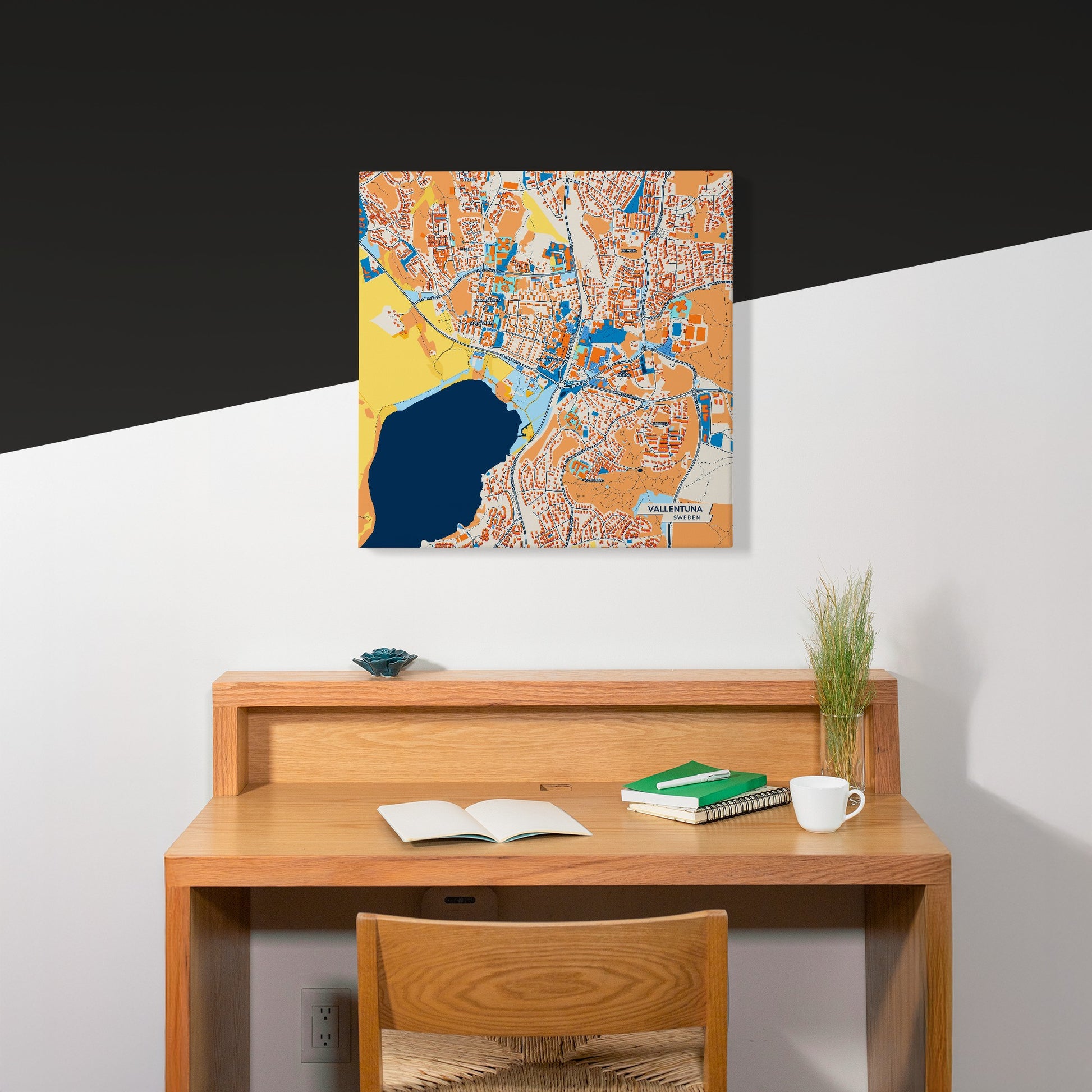 Vallentuna Sweden Colorful City Map Canvas Print Scene