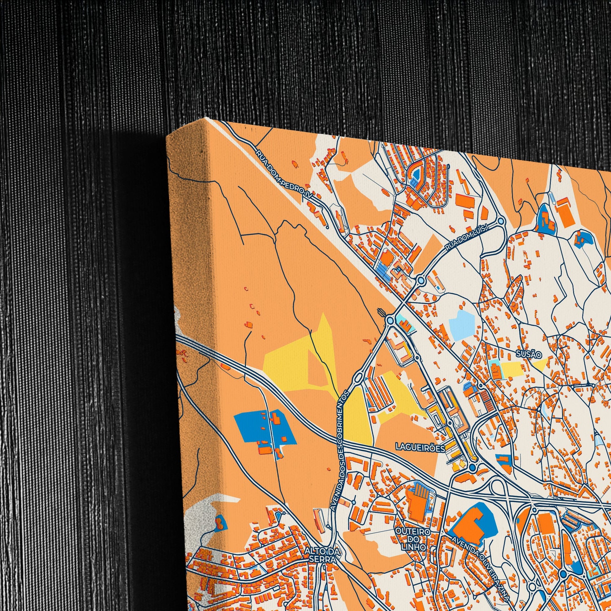 Valongo Portugal Colorful City Map Canvas Print Detail
