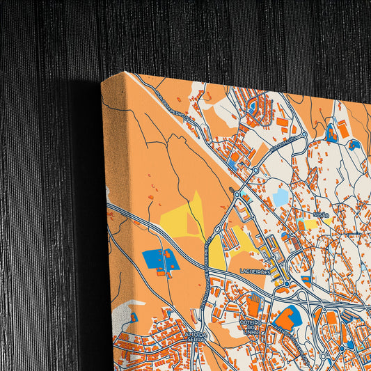 Valongo Portugal Colorful City Map Canvas Print Detail